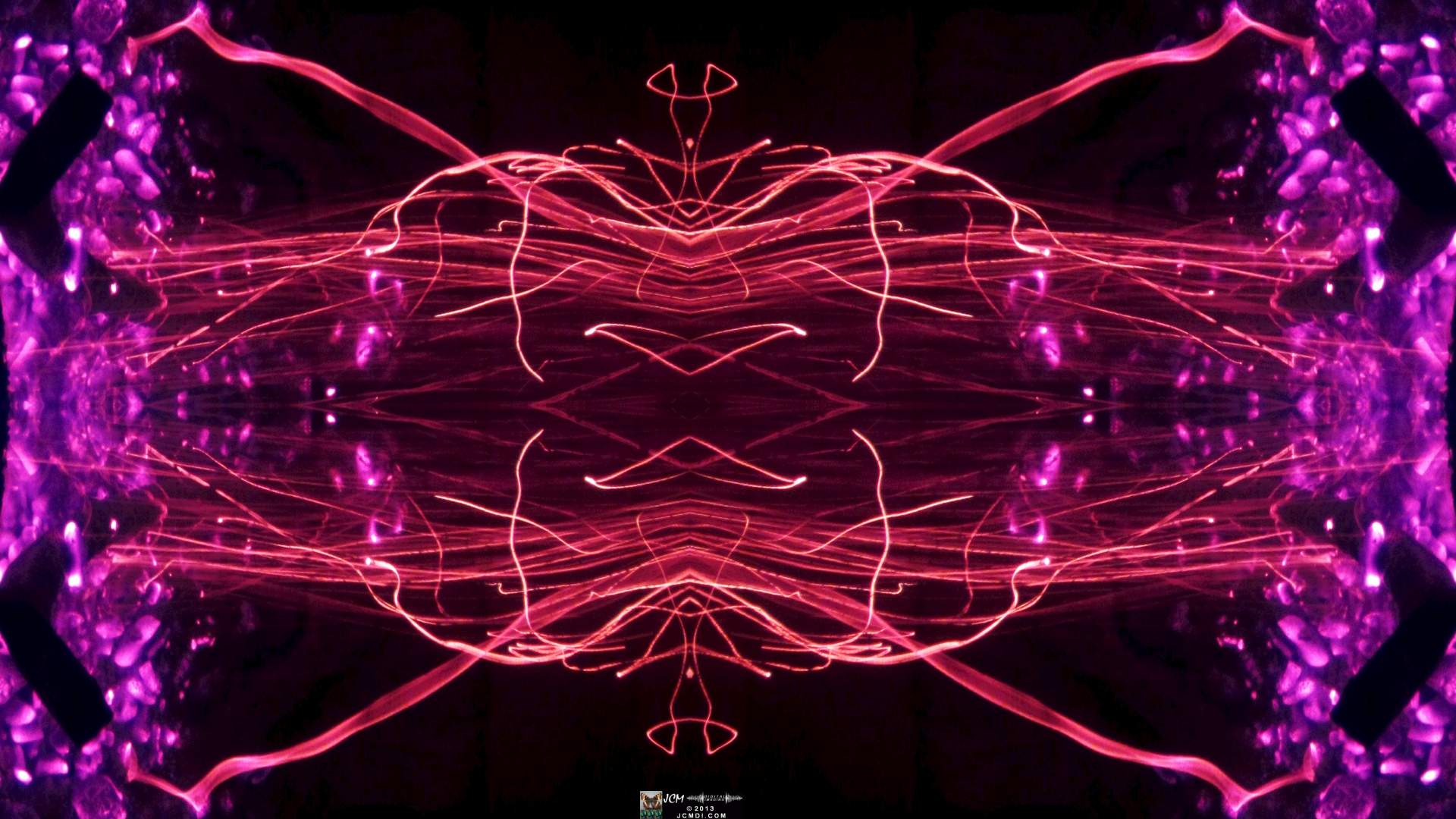 Quadroscopic art made from a still image � Fireplace coals and firefall